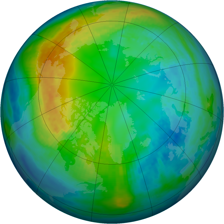 Arctic ozone map for 03 November 1987